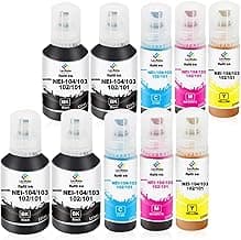 LeciRoba Paquete múltiple de botellas de tinta adecuadas para tinta 101 102 103 para ET-2710 ET-2711 ET-2714 ET-2715 ET-2720 ET-2721 ET-2726 ET-2810 ET-2820 ET-2821 ET-2821 ET-2821 25 ET- 2826 ET-4700