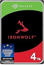 Seagate IronWolf 4TB, Disco duro interno, NAS HDD, CMR, 3.5 Pulgadas, SATA 6 GB/s, caché de 256 MB para almacenamiento conectado a red RAID, Paquete Abre-fácil, Rescue Services (ST4000VNZ06)