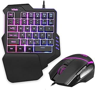 RedThunder G30 Teclado y ratón mecánicos RGB para Juegos con una Sola Mano, 2 Teclas Macro incorporadas + 7 Teclas programables, 35 Teclas Anti-ghosting, ergonómico para PC Mac PS5 Xbox One Gamer