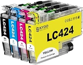 LC424 Cartucho de Tinta LC-424 Compatible para Cartuchos Brother LC424 lc424val Tinta para Brother DCP-J1200W DCP-J1200WE (1 Negro, 1 Cian, 1 Magenta, 1 Amarillo)