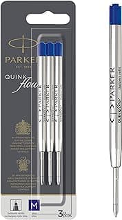 Parker QUINKflow patroner till kulspetspenna | Mediumspets| Blå | 3 st