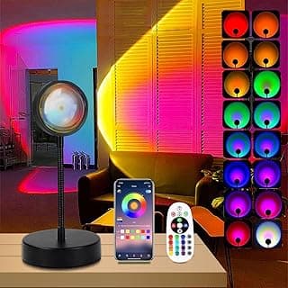 QUIGO Sunset Lamp Lámpara de proyección de luz LED color ajustable 360° rotación de la cabeza Visual romántica lámpara de arco iris con USB Smart Control App dormitorio decoración sala