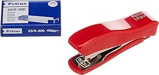 Petrus Liliput 200 Grapadora Portátil con Capacidad para 12 Hojas y con Caja de 1.000 Grapas, Colores Surtidos