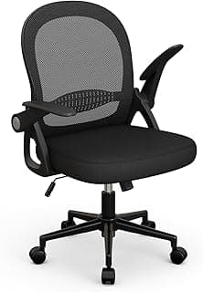 naspaluro Silla de Oficina, Silla de Escritorio Ergonómica con Malla Transpirable, Reposabrazos Abatibles, Silla para Ordenador de Altura Regulable, Silla Giratoria de 360°