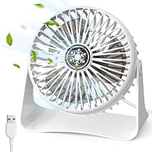 OUILA Ventilador Portatil USB Silencioso Ventilador de Mesa con 3 Velocidades ajustables con Cable de 1.2 Metros 360° Rotation Mini Ventilador USB Personal para Dormitorio, Oficina, Hogar-Blanco