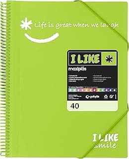 Grafoplás 39224021. Carpeta de Fundas, A4, Espiral, 40 Fundas, Verde, Polipropileno, I Like Smile