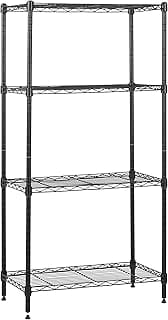 Amazon Basics Unidad de almacenamiento estrecha de 4 baldas con estantes ajustables en altura y pies niveladores, peso máximo de 363 kg, Negro, 34 x 58.9 x 121.9 cm (D x W x H)