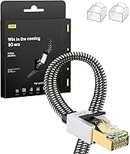 Cable Ethernet Cat8 de 4M, Cordón de Remiendo de Lan de Nylon Trenzado de Alta Velocidad, Cable Plano Blindado RJ45 de 40Gbps 2000Mhz, para el Módem/Enrutador/Conmutador más rápido que Cat5e/Cat6/Cat7