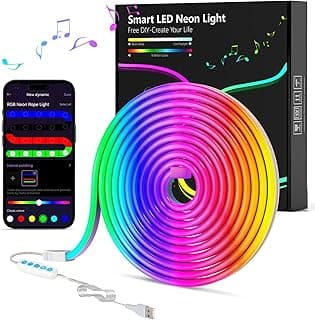 MeRGBW-Home Tiras LED Neon 3M, Luces LED Strip RGB de Neón de DIY Siliconecon, Control por App, Inteligente Control Segmentado Modo Música y Escena Arcoíris para Habitación Gaming, Fiesta, Dormitorio