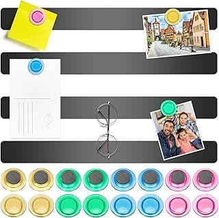 Wukong 4 Piezas Tableta Memot Memot Board Negro, tiras magnéticas autoadhesivas con 16 imanes de pizarra para la oficina, tablero de alfileres, pared fotográfica, documentos y refrigerador