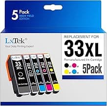 LxTek 33XL Tinta Multipack Compatible para Epson 33 Cartuchos 33XL para Epson XP 540 Cartuchos para Epson XP-7100 XP-530 XP-640 XP-830 XP-900 XP-645 XP-635 XP-630 (Pack de 5)