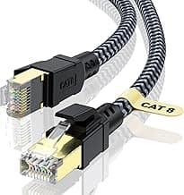 CABNEER Cable Ethernet Cat 8 1 Metro, Cable de Red Cat 8, Cable Internet RJ45, Cable LAN Alta Velocidad 40Gbps 2000MHz, Ethernet Cable Trenzado Compatible Cat 7 Router Modem WIFI