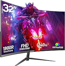 Gawfolk Gaming Monitor 32 Pulgadas 240Hz, Pantalla de PC Curva Full HD 1080P, Pantalla de computadora Curva 1800R sin Marco con tecnología FreeSync y Eye Care, Compatible con VESA
