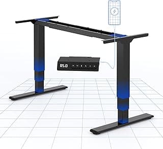 FLEXISPOT EC4 Plus Escritorio Elevable Eléctrico Marco de Pie Mesa Regulable Altura Eléctrico con 2 Motores 3 Etapas, Panel de Control con Puerto USB de Tipo C/A, 60-125cm, Capacidad de 120KG-Negro