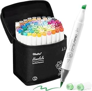 Ohuhu 72 rotuladores artísticos de colores con doble punta Rotuladores para niños, artistas, estudiantes de dibujo, ideales para dibujar, colorear, caligrafía, subrayar o hacer ilustraciones