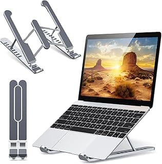 Babacom Soporte Portatil Mesa, Plegable Ventilado Soporte Ordenador Portátil, 8 Ángulos Ajustable Elevador Portatil Laptop Stand Compatible con MacBook PC 10-15.6”, ABS+Silicona