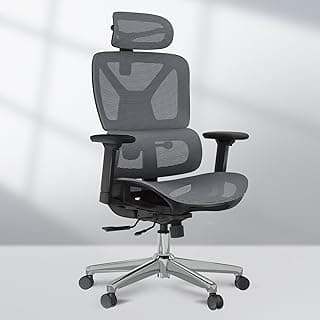 FLEXISPOT C7 Lite - Silla de Oficina Ergonómica con Soporte Lumbar 5D, cojín Transpirable y ecológico, reposacabezas 3D y reposabrazos 3D Ajustables, Escritorio de Altura Ajustable, Gris