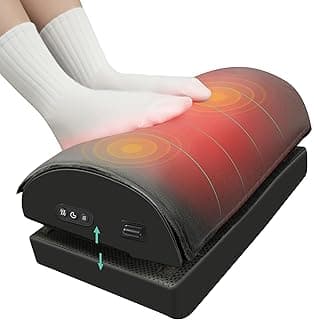 Snailax reposapiés escritorio con calor, reposapiés bajo el escritorio con masaje por vibración, reposapiés con altura ajustable, calentador de pies ergonómico de juegos de oficina en casa