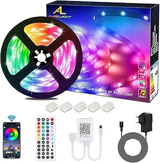 ALED LIGHT Tiras LED 5050 RGB 5m de Longitud 12V Multicolor Control Remoto de 44 Botones y Fuente de Alimentación