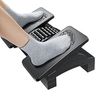 HUANUO Reposa piés escritorio, reposapiés ergonómico ajustable para debajo del escritorio en el trabajo o juegos con textura de masaje y rodillo, reposapiés para oficina, hogar