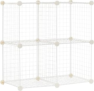 Amazon Basics Estantes de Almacenamiento, 4 Cubos, de Alambre Blanco, 37 x 77 x 77 cm