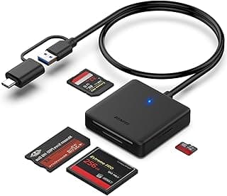 Lector de Tarjetas de Memoria, BENFEI 4 en 1 USB-C a Micro SD MS CF Adaptador Compatible con iPhone 15 Pro/MAX, MacBook Pro/Air 2023, iPad Pro, iMac, Surface Book 3 y más