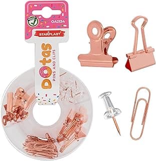 Starplast ACCESORIOS DE OFICINA Chinchetas, clips, pinzas, estuche plástico. Set para uso escolar y oficina - PACK 2
