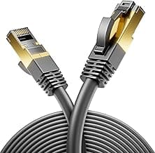 deleyCON Cable de red RJ45 RJ45 (20 m, 40 Gbps, cobre, S/FTP), cable de conexión RJ45 para CAT8, CAT7, CAT6, POE, PC, PS5, router, módem, conmutador de TV, portátil, color negro