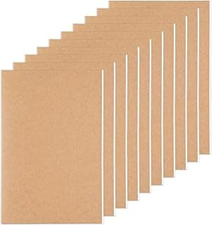 Labmilon Pack 10 Libreta, Cuaderno A5, Tapa de Kraft Bloc de Notas, Cuadernos Bonitos Hojas Blancas, Notebook Anillas Cuadriculado, Block Caderno Tapa Dura, Diarios Blanco, para Escribir, Dibujo