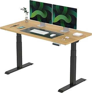 FLEXISPOT E6 Escritorio Elevable Eléctrico Premium con Tablero Entero-Certificado FSC(140X80) Standing Desk Mesa Elevable Ajustable en Altura con 4 Memoria Inteligente para Oficina y Hogar-Arce Negro