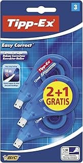 Tipp-Ex Easy Correct, Cinta Correctora con Closificación Lateral para ver lo que Corriges, 12 m x 4.2 mm, Caja de 2+1