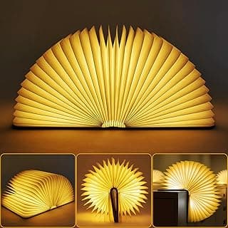 SANOTO Lampara Libro Plegable, Walnut LED Lampara Libro Lectura Luz del Humor USB Lámpara de Escritorio, Lámpara de Libro Magnética Plegable de 360°, Regalo de Cumpleaños Navidad (9 * 12 * 2.5cm)