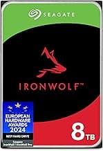 Seagate IronWolf 8TB, NAS Disco Duro Interno, 3.5 Pulgadas, 5400 RPM, CMR, 64 MB Cache, SATA 6 GB/S, Paquete Abre-fácil, Data Rescue Servicio (ST8000VNZ02)