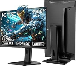 KTC Monitor 24 Pulgadas, 180Hz 144Hz 2K QHD (2560 x 1440) Monitor Gaming con 1ms Fast-IPS Panel, HDR 400, Adaptive Sync, 400 CD/m² Brillo, Gaming Monitor Soporte Ajustable para Girar y Levantar