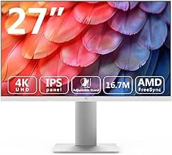 Z-Edge Monitor PC Blanco 27'' IPS 4K UHD (3840x2160), FreeSync, 75 Hz, Pantalla Oficina White 16:9, 5ms, 2×HDMI2.0 & 2×DP1.4, Soporte Ajustable/Vertical/Horizontal/Giratorio, VESA(DP Cable Incluido)