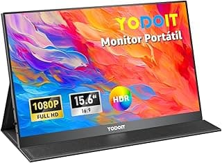 Yodoit Monitor Portátil Pantalla Portatil de 15,6 Pulgadas IPS 1080P FHD 100% sRGB USB Type-C de Computadora, Juego HDR con HDMI/USB C para MacBook PC Xbox PS4/5 Nintendo Switch Teléfono