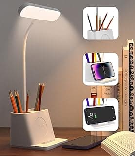 Jissta Lámpara Escritorio LED, Flexo de Escritorio 5 Modos Regulable, Cuidado Ocular Lampara Led Escritorio con Control Tácti, Lamparas de Mesita de Noche