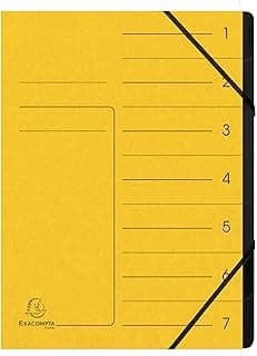 Exacompta 540709E - Archivador grapado con gomas (7 compartimentos, interior en cartulina reciclada, tamaño A4, color amarillo