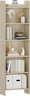 Hzuaneri Librería, Estantería de 6 Niveles, para Salón, Estudio, Oficin, Dormitorio, Estilo Escandinavo, 24 x 48 x 170 cm, Color Roble BC01116X