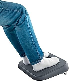 Leitz 65460089 - Reposapiés Ajustable Ergo, Tres Alturas Ajustables, 80% Plástico Reciclado Postconsumo y 100% Reciclable, Mejora la Postura y la Circulación Sanguínea, Gama Ergo, Gris Oscuro
