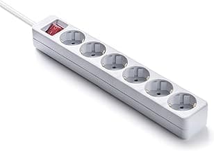 Famatel IC-9/706 Regletas 6 Interruptor de Encendido | 1,5 Metros | hasta 3500W | Protección Infantil | Base enchufes Múltiple | Orientación Tomas a 45o | Evita consumos Fantasma, Blanco