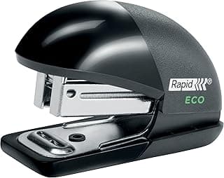 Rapid ECO Mini Grapadora Profesional Fabricada con Plástico Reciclado, Oficina, Casa y Escuela, Fácil de Transportar, Gama de Productos Sostenibles, Negro, 24846201