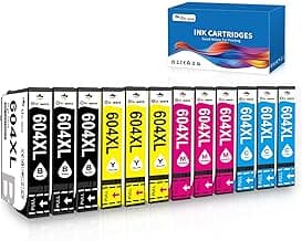 OINKWERE 604XL Cartuchos de Tinta Paquete de 12 Compatibles para Epson 604 XL Cartuchos para Expression Home XP-2200 XP-2205 XP-3200 XP-3205 XP-4200 XP-4205 Workforce WF-2910 WF-2930 WF-2935 WF-2950