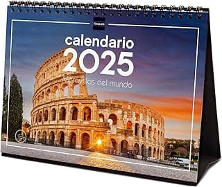 Finocam - Calendario Imágenes de Sobremesa para Escribir 2025 Mes Vista Enero 2025 - Diciembre 2025 (12 meses) Maravillas del mundo Español