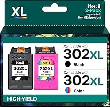 Heroil 302XL 302 XL Cartuchos de Tinta para HP 302 XL Cartuchos 302XL Negro y Color Compatible para HP Envy 4524 4520 4527 DeskJet 3630 2130 2134 OfficeJet 3831 3835 5230（Pack de 2）