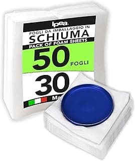 IPEA Hojas de Espuma Plástico de Burbujas para Embalaje y Protección - 50 Piezas - Made in Italy - 30 x 30 cm - Hoja para Platos, Vasos, Objetos Frágiles - Pluriball Envíos y Mudanzas