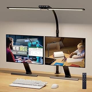 VUENICEE Lámpara de Escritorio LED, 5 Brillos 5 Temperaturas de Color Ajustables, Lámpara de Pinza de 75cm, Control Remoto y Control Táctil de 20W, para Diseño, Lectura, Dibujo, Oficina