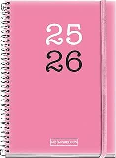 Miquelrius - Agenda Escolar 25-26, Planificación 12 Meses: de Septiembre 2025 a Agosto 2026, Tamaño 117 x 174 mm, Semana Vista, Cubierta de Polipropileno Opaco, Cierre con Goma, Español-Inglés