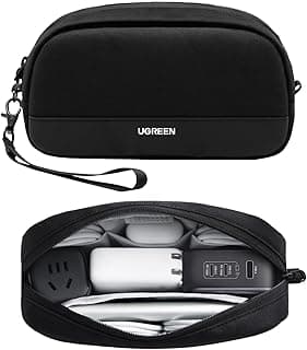 UGREEN Organizador Viaje Almacenamiento de Accesorios Electrónicos, Bolsa de Cable Impermeable estándar S Negra
