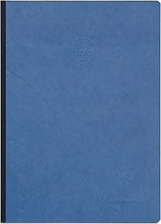 Clairefontaine 795434C - Cuaderno cosido con respaldo de tela, color azul, A5, 14,8 x 21 cm, 192 páginas DOT, papel Clairefontaine blanco, 90 g, tapa para tarjeta cepillada, grano de piel